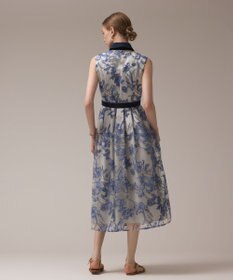 GRACE CONTINENTAL フラワー刺繍ボウタイドレス