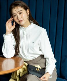 ANY SIS ピンタックフリル シャツ オフ