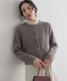 組曲 【加藤ローサさん着用】フラッフィーファーニット ジャケット ブラウン系