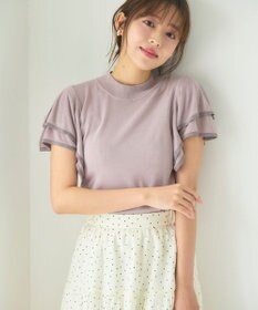 Feroux 【洗える】フリルスリーブハイネック プルオーバー