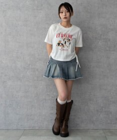 WEGO グラフィックショートサイドリボンドロストT