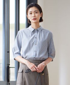 J.PRESS LADIES 【洗える】BEZ空羽ストライプ シャツカラー ブラウス