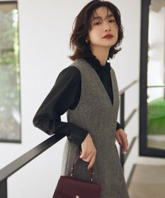 組曲 【加藤ローサさん着用】アンティークオーガンフリル ブラウス ブラック系