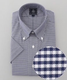 J.PRESS MEN 【PREMIUM PLEATS / 形態安定】ギンガムチェック 半袖シャツ / B.D.