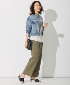 自由区 L 【洗える・ストレッチ素材】リネンヴィスコース ストレッチ カーゴパンツ