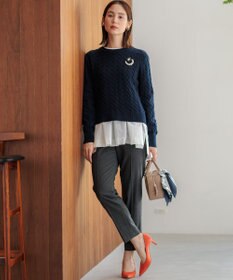 組曲 【前後着用可】コットンカシミヤ混2WAYケーブル ニット