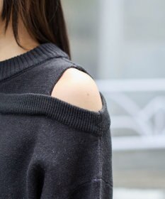 WEGO オープンショルダーナンバリングニット