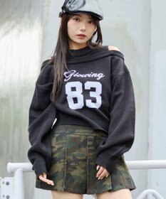 WEGO オープンショルダーナンバリングニット