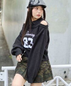 WEGO オープンショルダーナンバリングニット