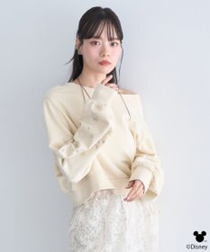 earth music&ecology 【予約】Disney/キラキラモチーフ刺繍オフショルスウェット