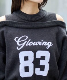 WEGO オープンショルダーナンバリングニット