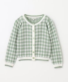 ANY KIDS ギンガム総柄ニット カーディガン