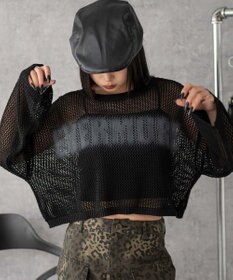 WEGO スプレーロゴジャガードメッシュニット