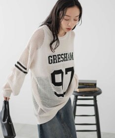 WEGO ロゴメッシュジャガードニット