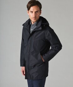 GOTAIRIKU 【ビジネスで着用可】メランジシャンブレー フーデッドブルゾン