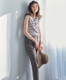 23区 【洗える】リネンレーヨンストレッチ テーパード パンツ