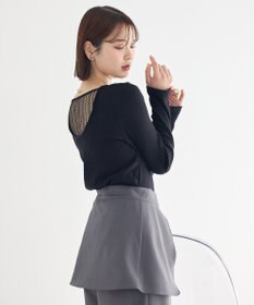 earth music&ecology ランダムチェーンリブバックレースプルオーバー