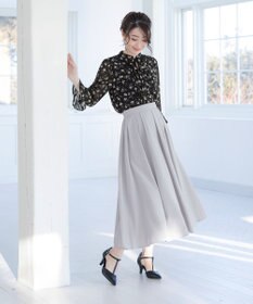 Tiaclasse 【新色追加・洗える】フレアスリーブ花柄リボンブラウス