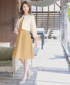 Tiaclasse 【洗える】大人華やかなツイードワンピース