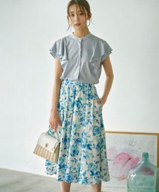 組曲 S スプレーローズプリント フレアスカート