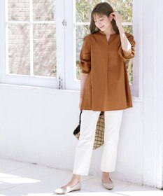 Tiaclasse L 【洗える】ギャザーパフスリーブチュニックブラウス