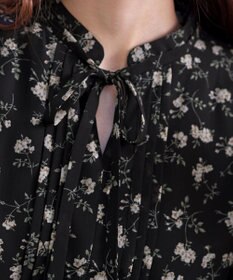 Tiaclasse 【新色追加・洗える】フレアスリーブ花柄リボンブラウス