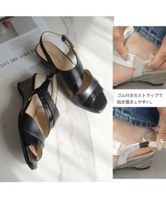Pointer 日本製 本革ウエッジヒールサンダル