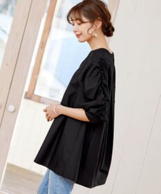 Tiaclasse L 【洗える】ギャザーパフスリーブチュニックブラウス