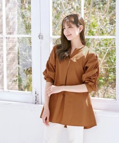 Tiaclasse L 【洗える】ギャザーパフスリーブチュニックブラウス