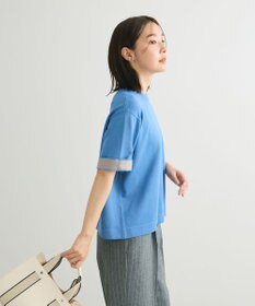 Green Parks 袖裏配色５分袖ニットプルオーバー