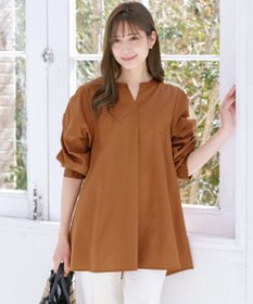 Tiaclasse L 【洗える】ギャザーパフスリーブチュニックブラウス