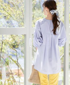 Tiaclasse L 【洗える】ギャザーパフスリーブチュニックブラウス