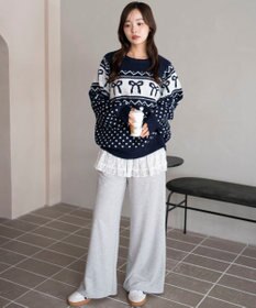 WEGO 【2025年秋冬新作】フラッフィーグラフィックニットBIGプルオーバー