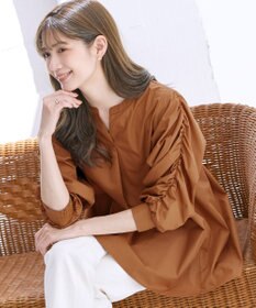 Tiaclasse L 【洗える】ギャザーパフスリーブチュニックブラウス