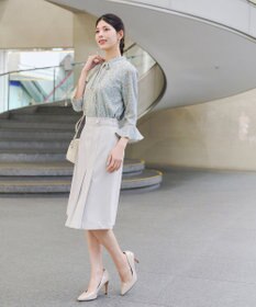 Tiaclasse 【新色追加・洗える】フレアスリーブ花柄リボンブラウス