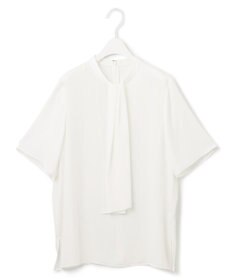 ICB L 【接触冷感・UVケア・速乾・洗える】BackSatinAmunzen  5分袖スカーフタイブラウス