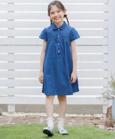 組曲 KIDS 【110-140㎝】 フラワーボタンデニムワンピース