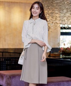 Tiaclasse 【新色追加・洗える】フレアスリーブ花柄リボンブラウス