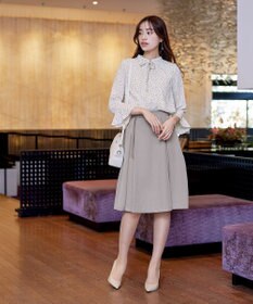 Tiaclasse 【新色追加・洗える】フレアスリーブ花柄リボンブラウス