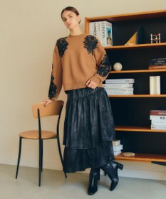 YECCA VECCA ラメティアードギャザースカート