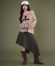 WEGO オフショルダークロスロゴトップ