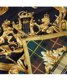 Marca 【Marcaオリジナル】オーナメントチェック 大判 シルクツイル スカーフ