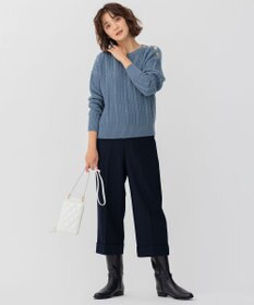 23区 【洗える】ウールコード 肩ボタンケーブル柄 ニット