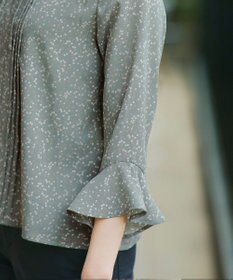 Tiaclasse 【新色追加・洗える】フレアスリーブ花柄リボンブラウス