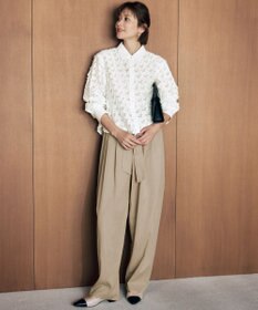 自由区 シアージオメトリックジャカードクロップド丈 ブラウス