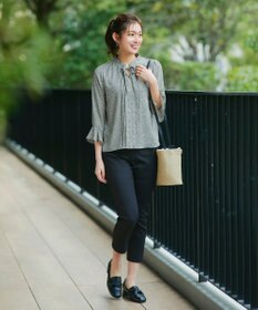 Tiaclasse 【新色追加・洗える】フレアスリーブ花柄リボンブラウス