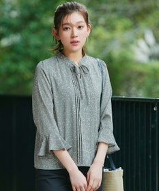 Tiaclasse 【新色追加・洗える】フレアスリーブ花柄リボンブラウス
