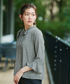 Tiaclasse 【新色追加・洗える】フレアスリーブ花柄リボンブラウス