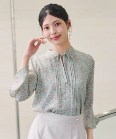 Tiaclasse 【新色追加・洗える】フレアスリーブ花柄リボンブラウス
