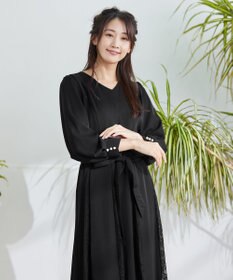 Tiaclasse 【洗える】レース切り替えフレアワンピース